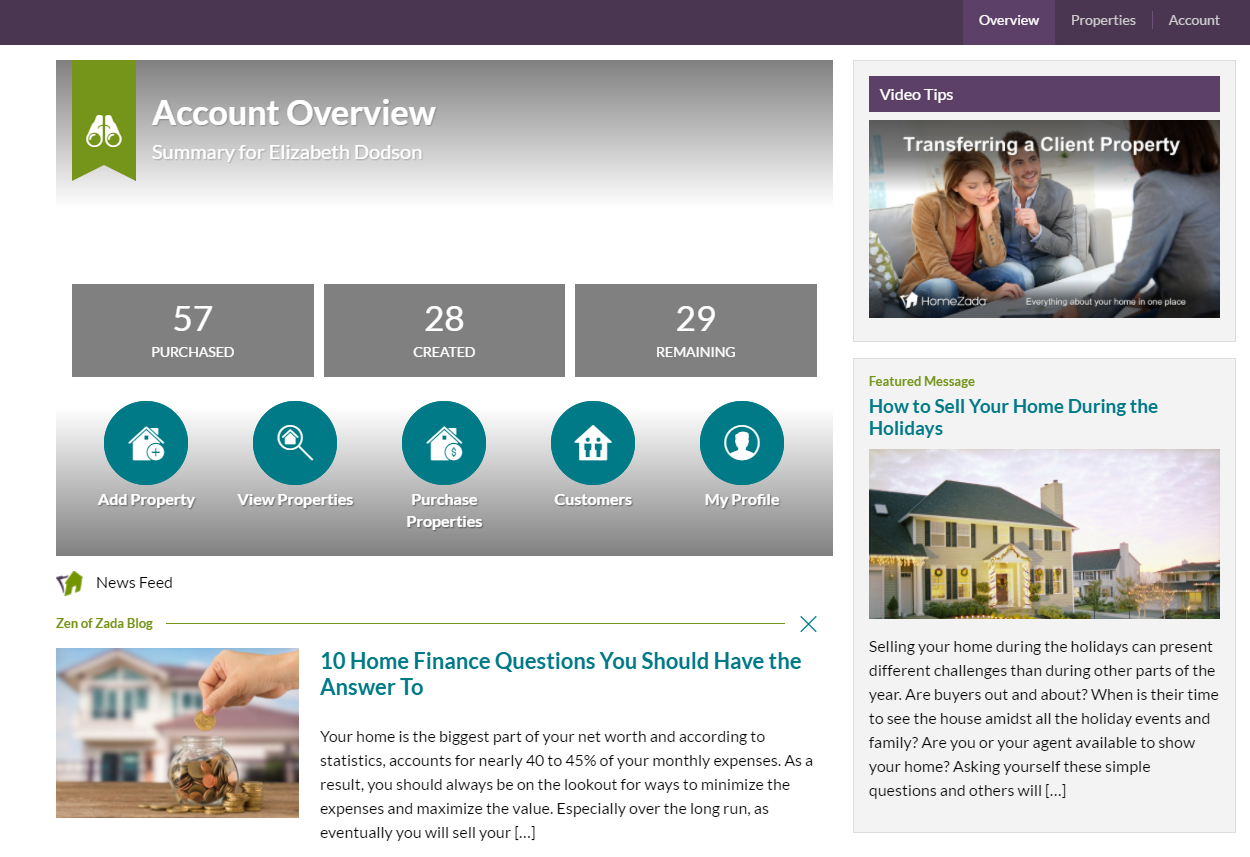 HomeZada Tip Sharing Properties